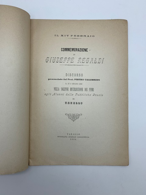 Commemorazione di Giuseppe Regaldi. Discorso